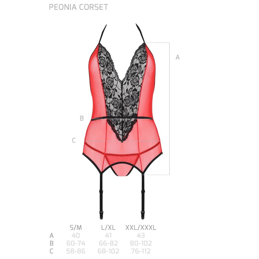 PASSION - PEONIA CORSET LIGNE ÉROTIQUE ROUGE