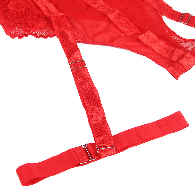 SUBBLIME - TEDDY AVEC JARRETIÈRE DÉTAIL POITRINE ROUGE
