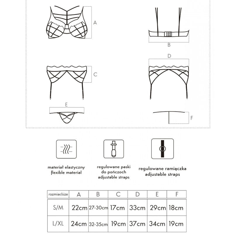 LIVCO CORSETTI FASHION - SOLEDAD LC 20217 SOUTIEN-GORGE + CULOTTE + JARRETIÈRE