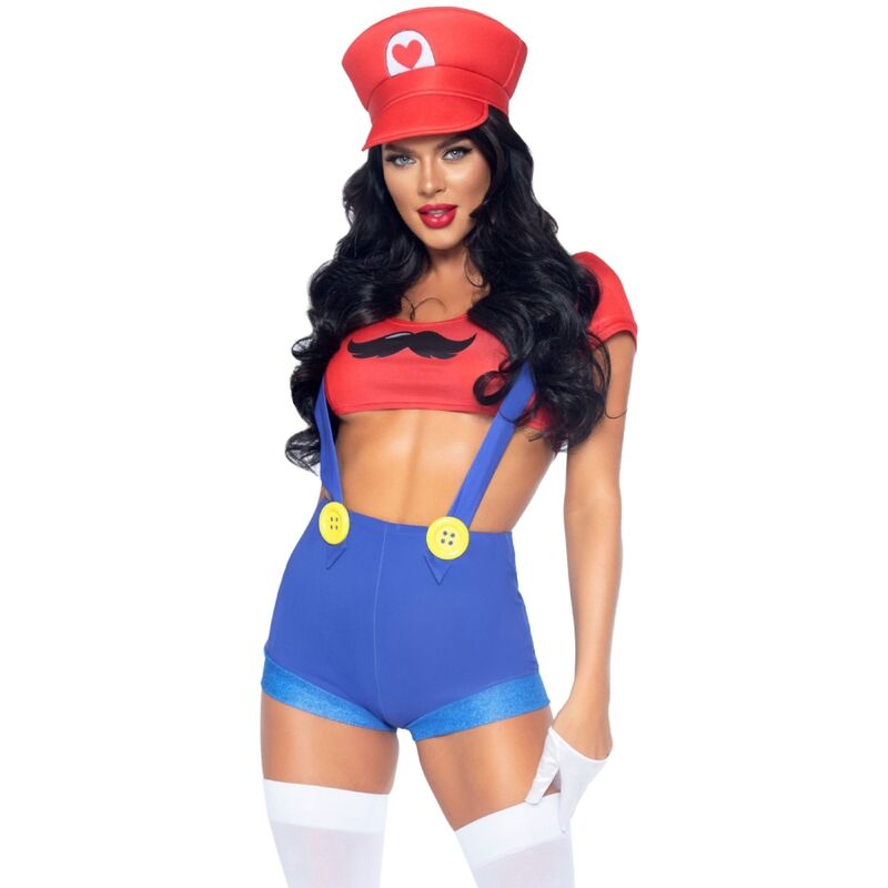 LEG AVENUE - COSTUME SEXY MARIO BROS ROUGE/BLEU