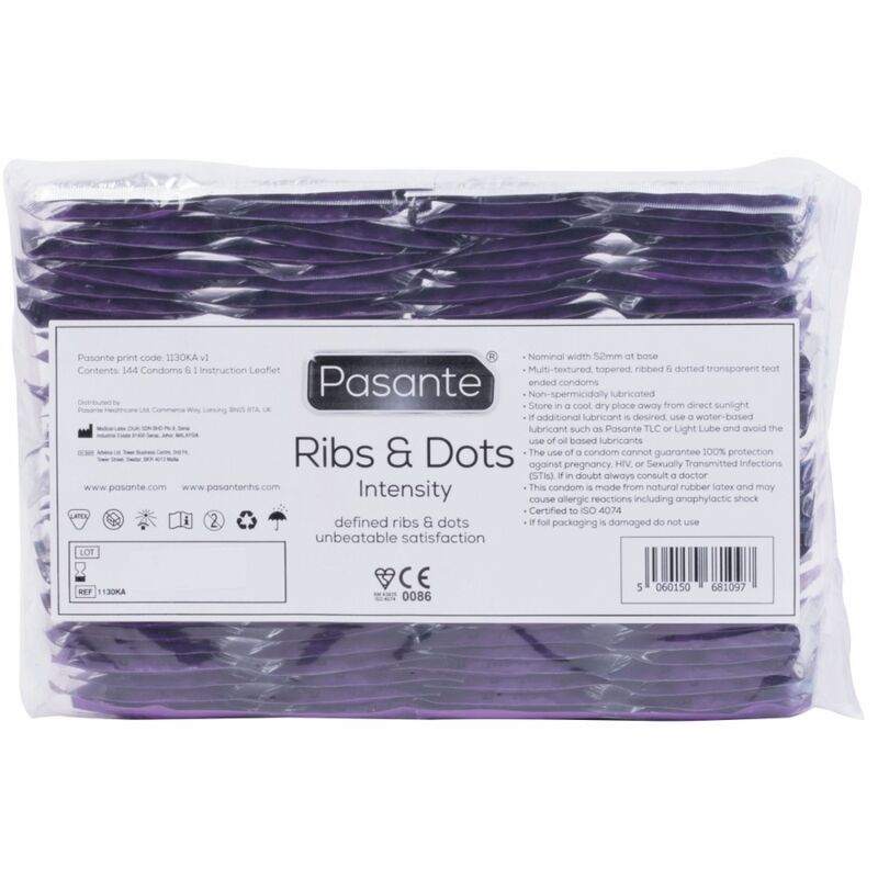 PASANTE - PRÉSERVATIFS INTENSITÉ RIBS & DOTS 144 UNITÉS