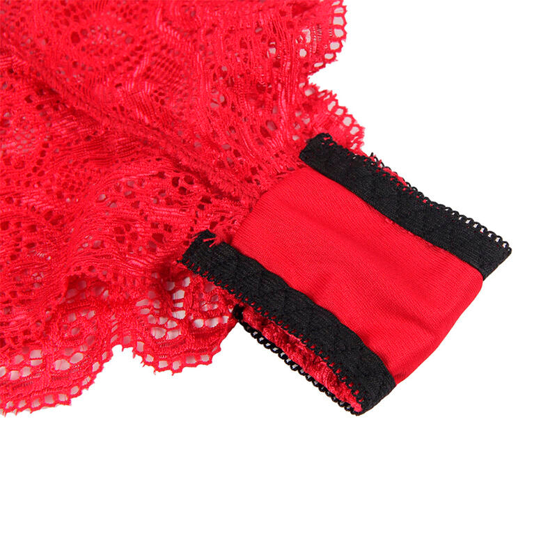 SUBBLIME - 953898 CHEMISIER DE NUIT EN SOIE ET DENTELLE + CULOTTE ROUGE