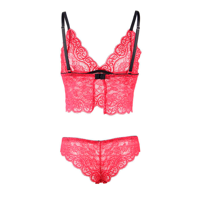 SUBBLIME - 953898 CHEMISIER DE NUIT EN SOIE ET DENTELLE + CULOTTE ROUGE