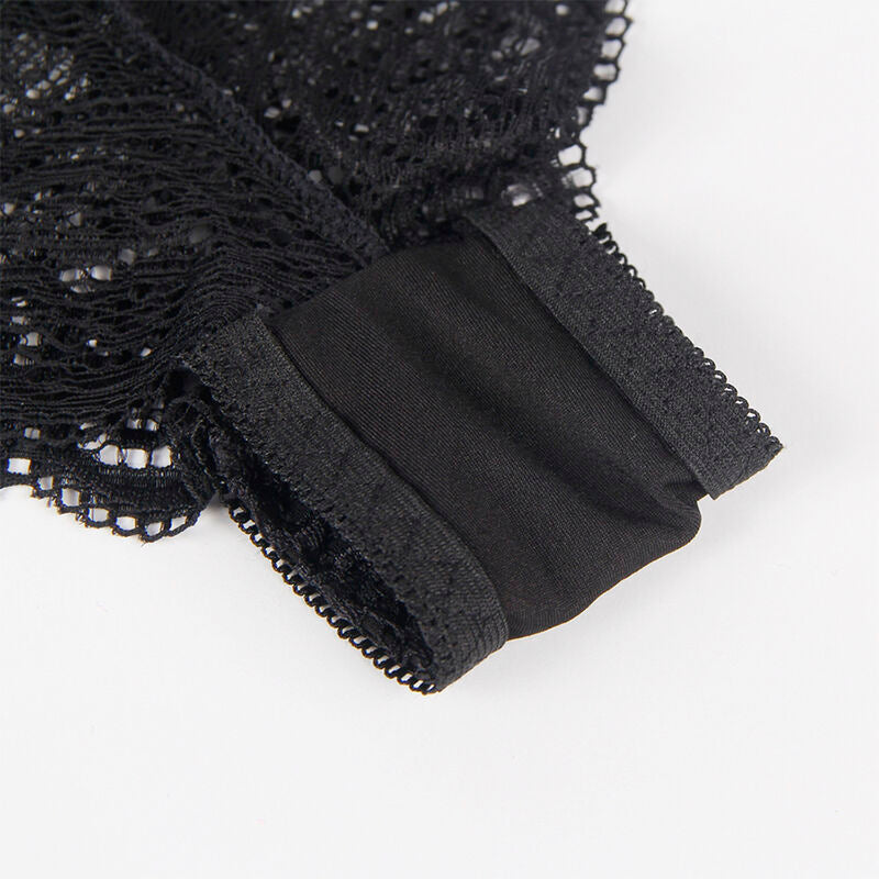 SUBBLIME - 953911 CHEMISIER DE NUIT EN SOIE ET DENTELLE + CULOTTE NOIRE