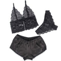 SUBBLIME - 953911 CHEMISIER DE NUIT EN SOIE ET DENTELLE + CULOTTE NOIRE