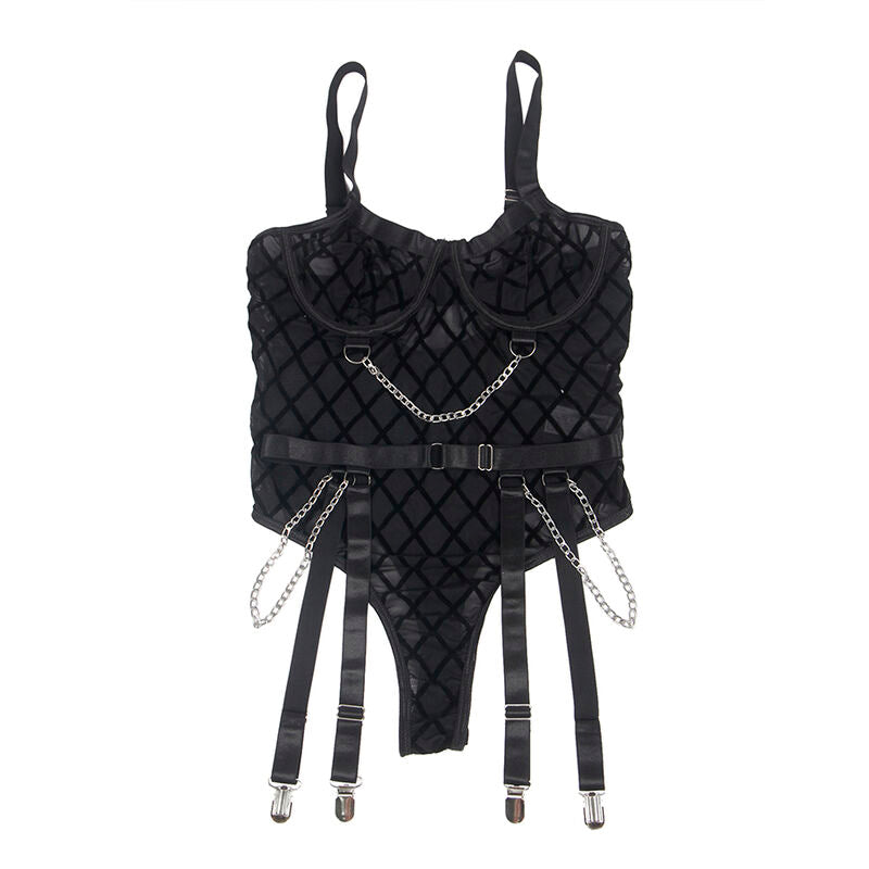 SUBBLIME - 954260 BODY AVEC CHAÎNES + PORTE-JARRETELLES NOIR