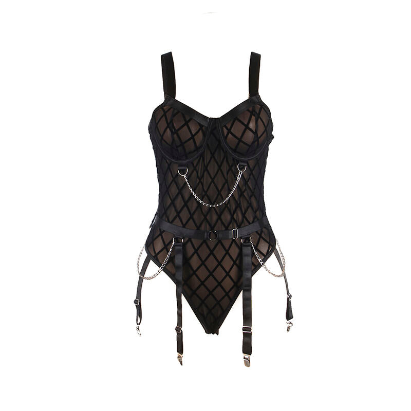 SUBBLIME - 9542277 BODY AVEC CHAÎNES + PORTE-JARRETELLES NOIR