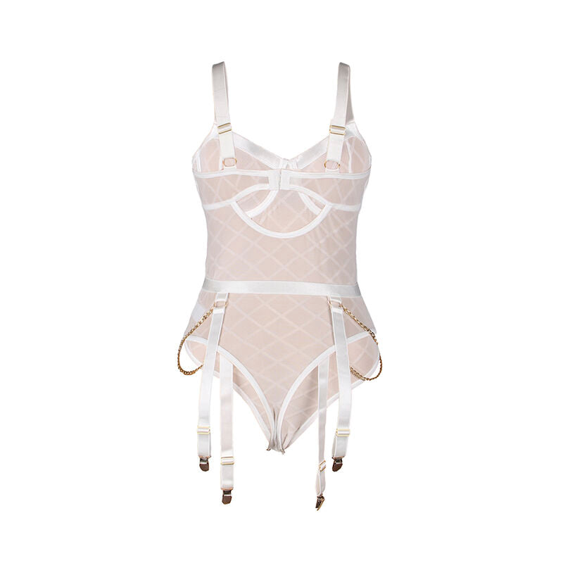 SUBBLIME - 954291 BODY AVEC CHAÎNES + PORTE-JARRETELLES BLANC