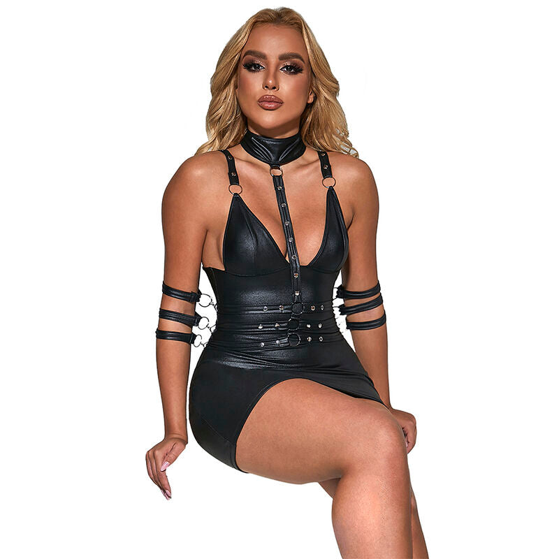 SUBBLIME - 954406 ROBE BONDAGE EN CUIR NOIR