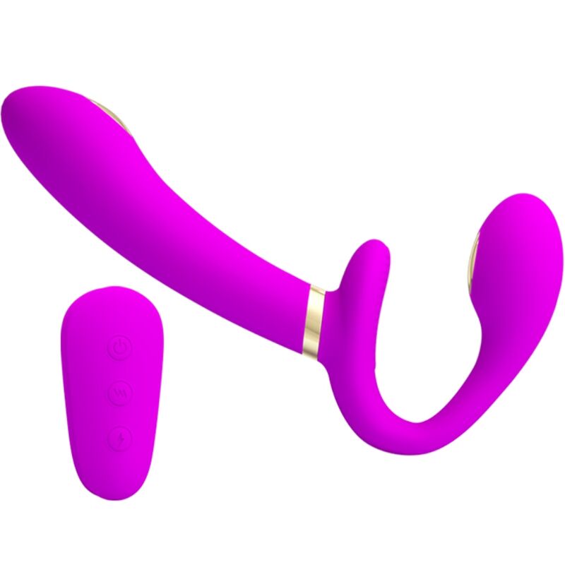 PRETTY LOVE - THUNDERBIRD DOUBLE VIBRATEUR STRAP-ON TÉLÉCOMMANDE VIOLET