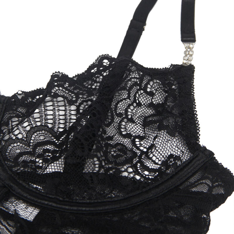 SUBBLIME - 954185 BABYDOLL EN DENTELLE À BRETELLES RÉGLABLES NOIRE