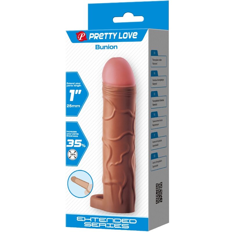 PRETTY LOVE - MANCHON DE PÉNIS POUR OIGNON AVEC EXTENSION DE 2,5 CM MULATTO
