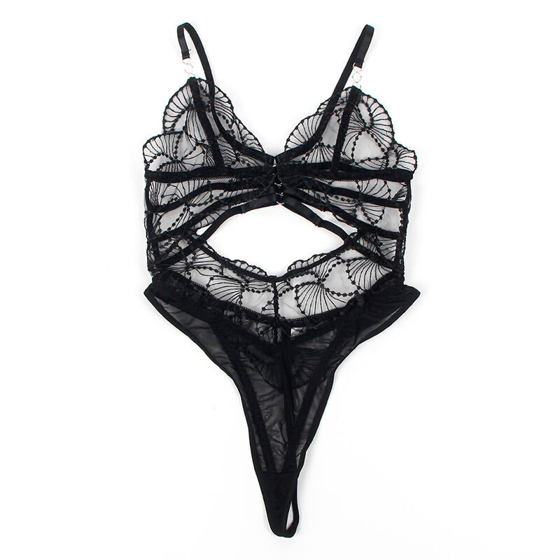 SUBBLIME - 955229 BODY TRANSPARENT AVEC DENTELLE CREUSE NOIR