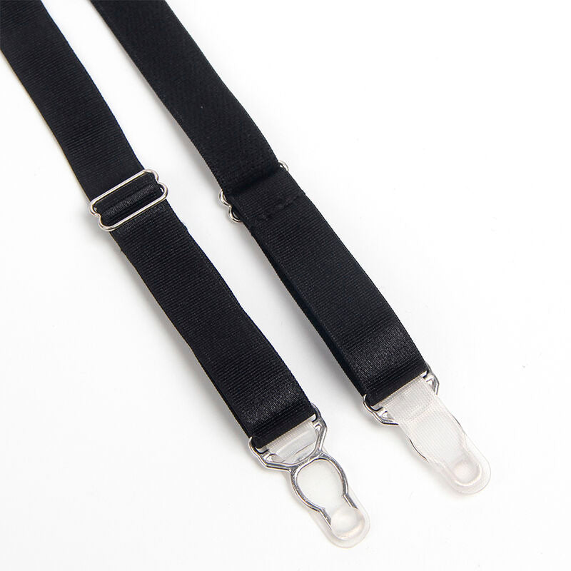 SUBBLIME - 955236 ENSEMBLE SOUTIEN-GORGE BONDAGE NOIR AVEC JARRETELLE