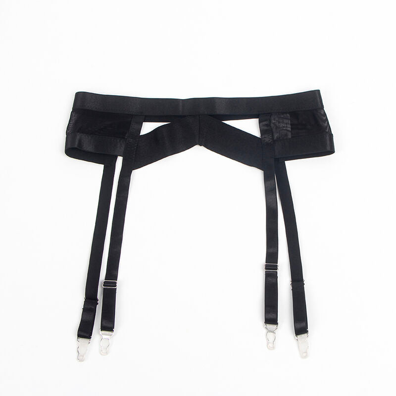 SUBBLIME - 955236 ENSEMBLE SOUTIEN-GORGE BONDAGE NOIR AVEC JARRETELLE