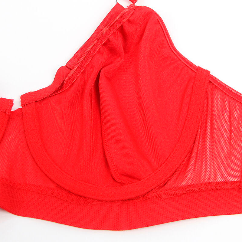 SUBBLIME - 955250 ENSEMBLE SOUTIEN-GORGE BONDAGE ROUGE AVEC JARRETELLES