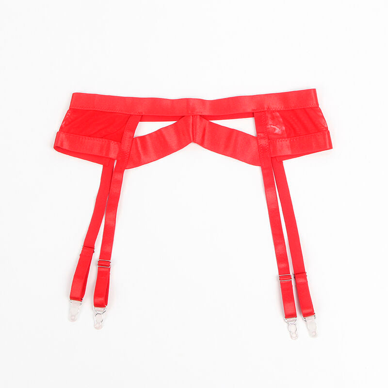 SUBBLIME - 955267 ENSEMBLE SOUTIEN-GORGE BONDAGE ROUGE AVEC JARRETELLE