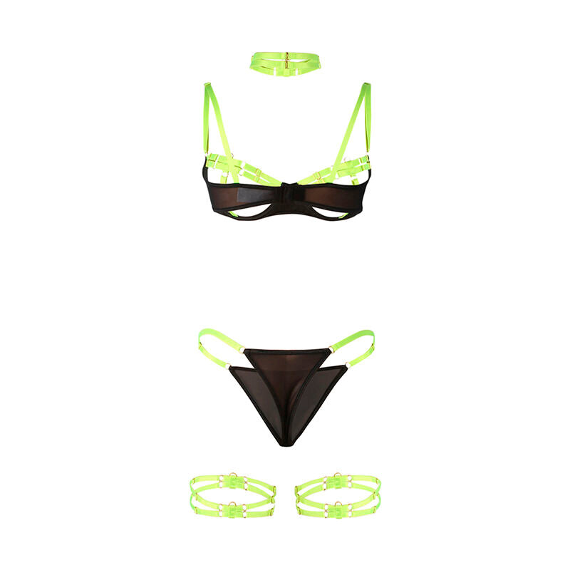 SUBBLIME - 955281 ENSEMBLE SOUTIEN-GORGE AVEC COLLIER ET DÉTAILS DE JAMBES VERT FLUORESCENT