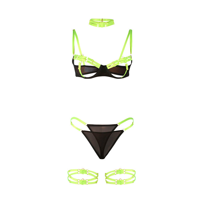 SUBBLIME - 955281 ENSEMBLE SOUTIEN-GORGE AVEC COLLIER ET DÉTAILS DE JAMBES VERT FLUORESCENT