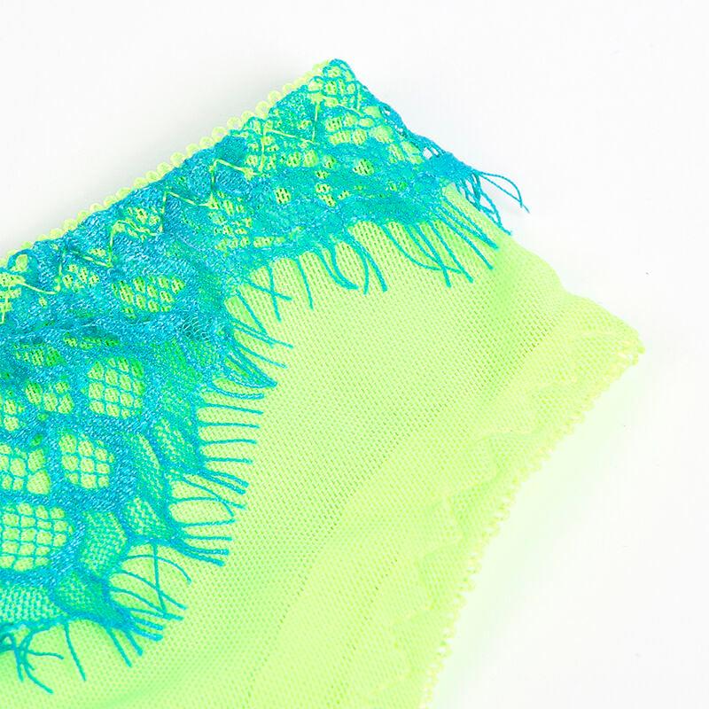 SUBBLIME - 955311 ENSEMBLE SOUTIEN-GORGE AVEC LIGNES DENTELLE ET JARRETELLE VERT ET BLEU