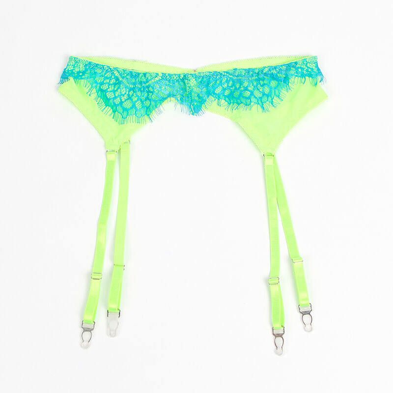 SUBBLIME - 955311 ENSEMBLE SOUTIEN-GORGE AVEC LIGNES DENTELLE ET JARRETELLE VERT ET BLEU