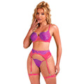 SUBBLIME - 955359 ENSEMBLE SOUTIEN-GORGE AVEC DENTELLE ET LIENS JARRETELLES ROSE ET VIOLET