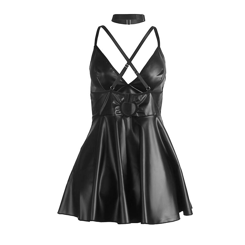 SUBBLIME - 955380 ROBE À BRETELLES EN CUIR NOIR
