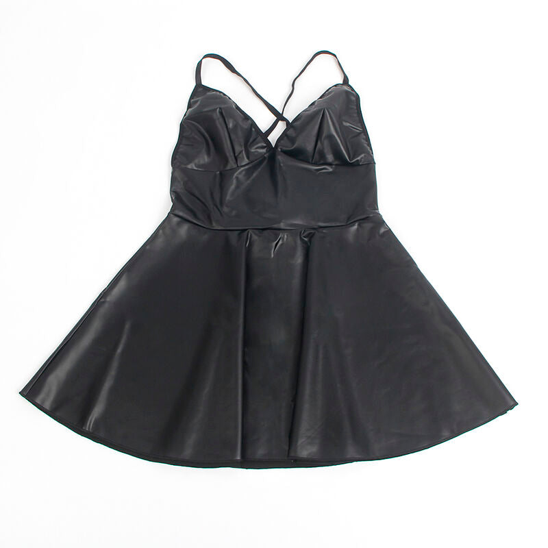 SUBBLIME - 955380 ROBE À BRETELLES EN CUIR NOIR