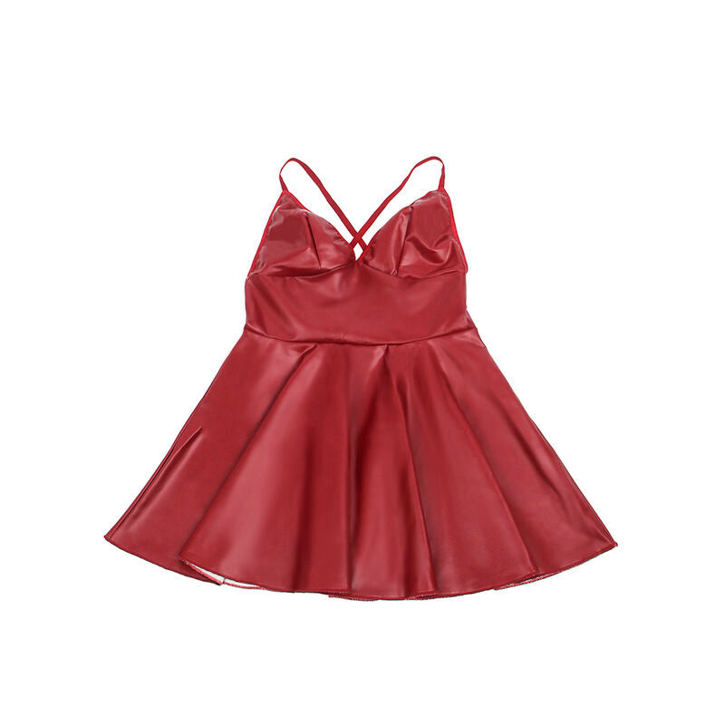 SUBBLIME - 955397 ROBE À BRETELLES EN CUIR BORDEAUX