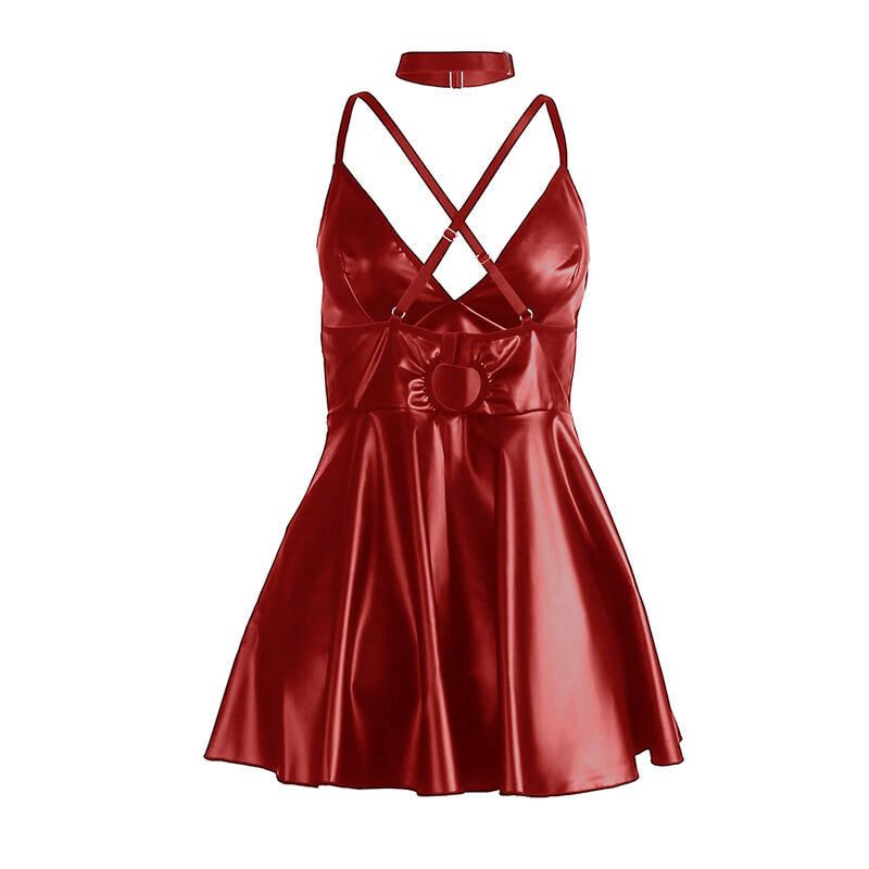SUBBLIME - 955403 ROBE À BRETELLES EN CUIR BORDEAUX