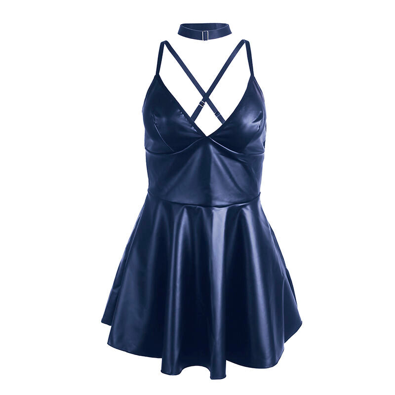 SUBBLIME - 955410 ROBE À BRETELLES EN CUIR BLEU