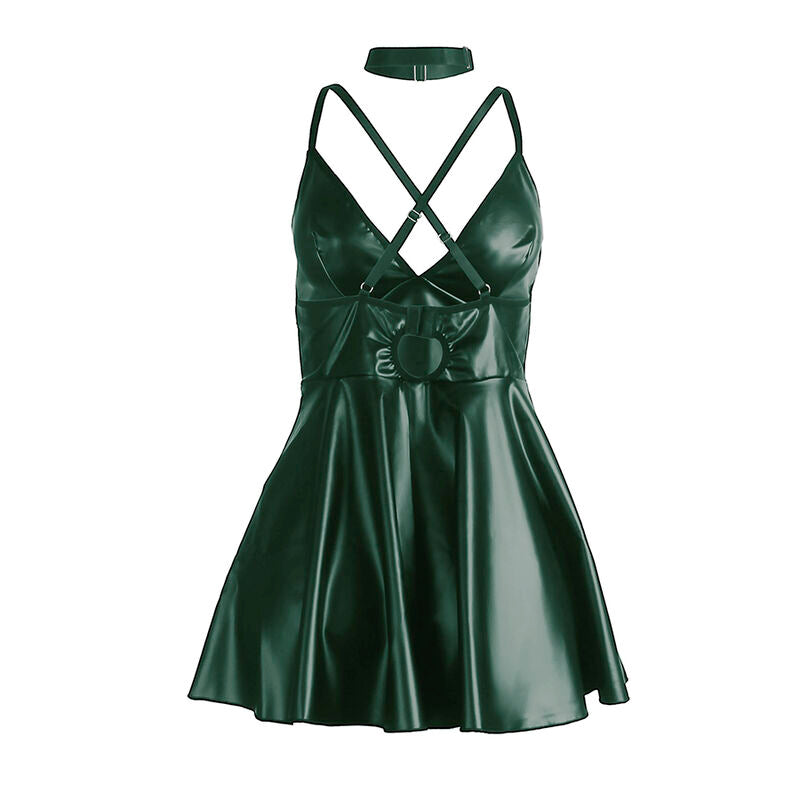 SUBBLIME - 955434 ROBE À BRETELLES EN CUIR VERT