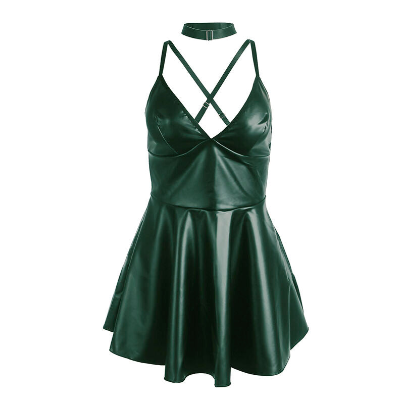SUBBLIME - 955441 ROBE À BRETELLES EN CUIR VERT