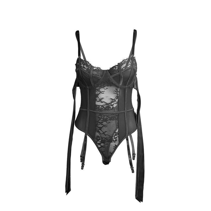 SUBBLIME - 955502 BODY EN DENTELLE AVEC NŒUDS ET JARRETELLES NOIR