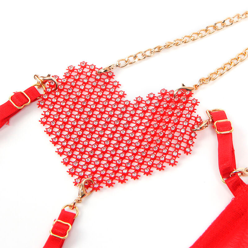 SUBBLIME - 955519 ENSEMBLE SOUTIEN-GORGE AVEC CHAÎNES ET COEUR EN MAILLE ROUGE