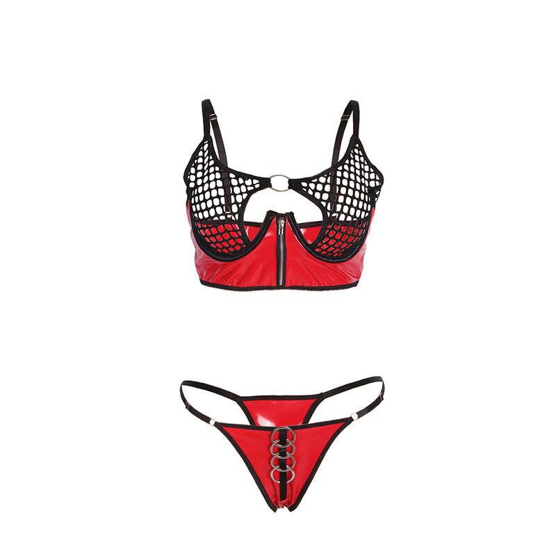 SUBBLIME - 955533 ENSEMBLE SOUTIEN-GORGE À FERMETURE ÉCLAIR EN CUIR VERNI ROUGE