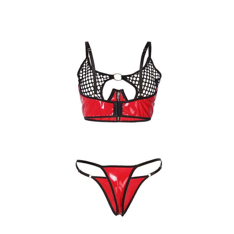 SUBBLIME - 955540 ENSEMBLE SOUTIEN-GORGE À FERMETURE ÉCLAIR EN CUIR VERNI ROUGE