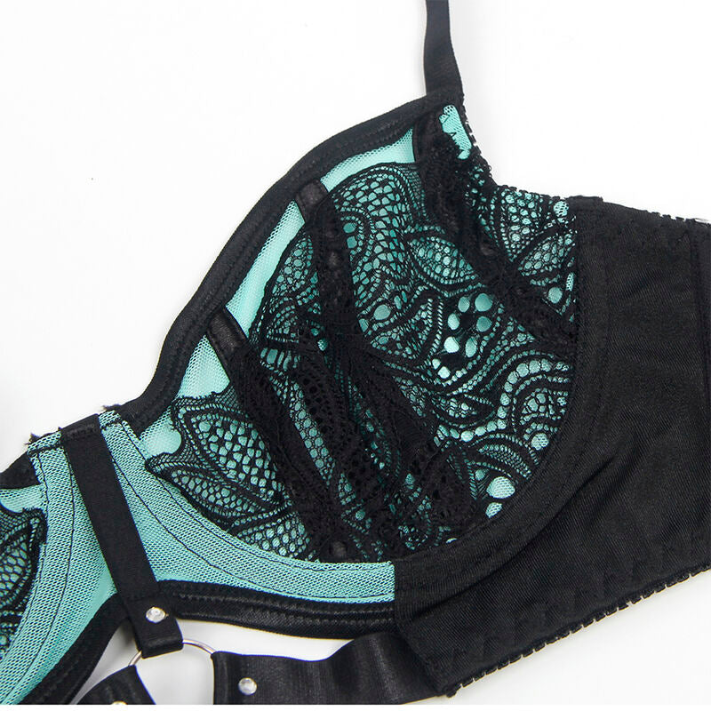 SUBBLIME - 955557 ENSEMBLE SOUTIEN-GORGE EN CUIR VERNI VERT AVEC FERMETURE ÉCLAIR