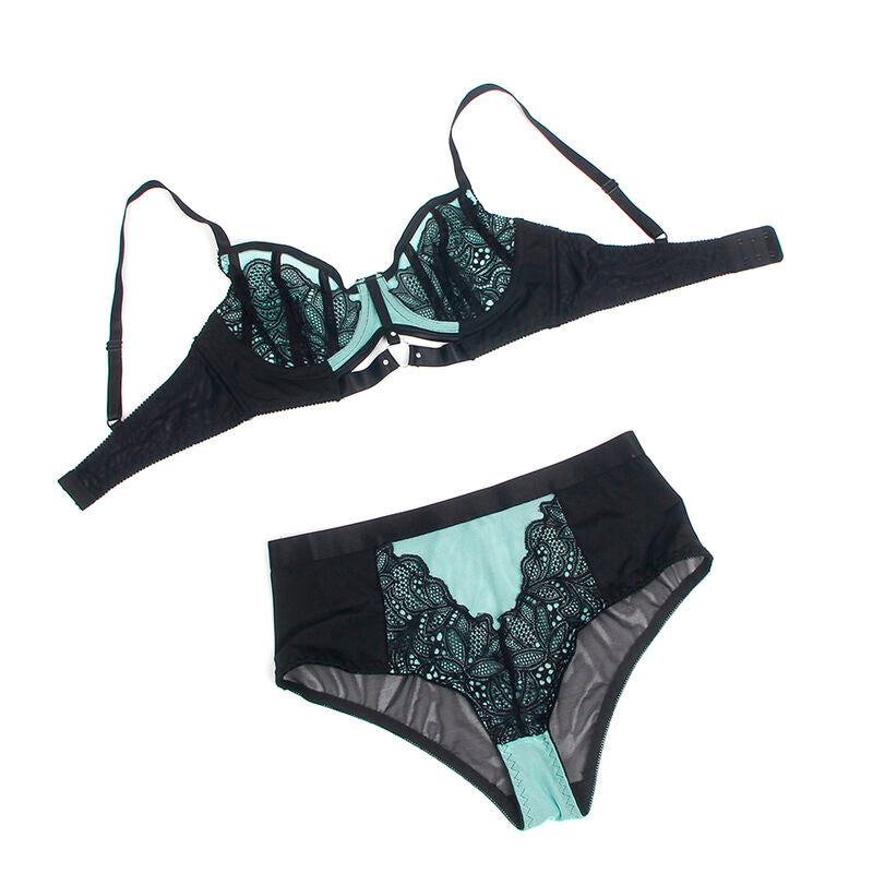 SUBBLIME - 955557 ENSEMBLE SOUTIEN-GORGE EN CUIR VERNI VERT AVEC FERMETURE ÉCLAIR