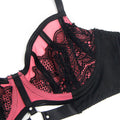 SUBBLIME - 955571 ENSEMBLE SOUTIEN-GORGE EN CUIR VERNI ROSE AVEC FERMETURE ÉCLAIR