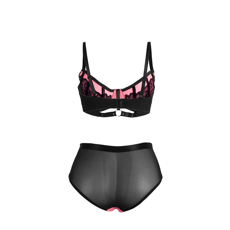 SUBBLIME - 955588 ENSEMBLE SOUTIEN-GORGE EN CUIR VERNI ROSE AVEC FERMETURE ÉCLAIR