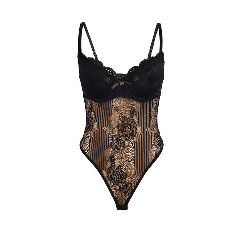 SUBBLIME - 955618 BODY EN DENTELLE AVEC FERMETURE EN BAS NOIR