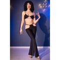 CHILIROSE - CR 4851 ENSEMBLE TOP ET LEGGINGS NOIRS AVEC ACCESSOIRES DORÉS