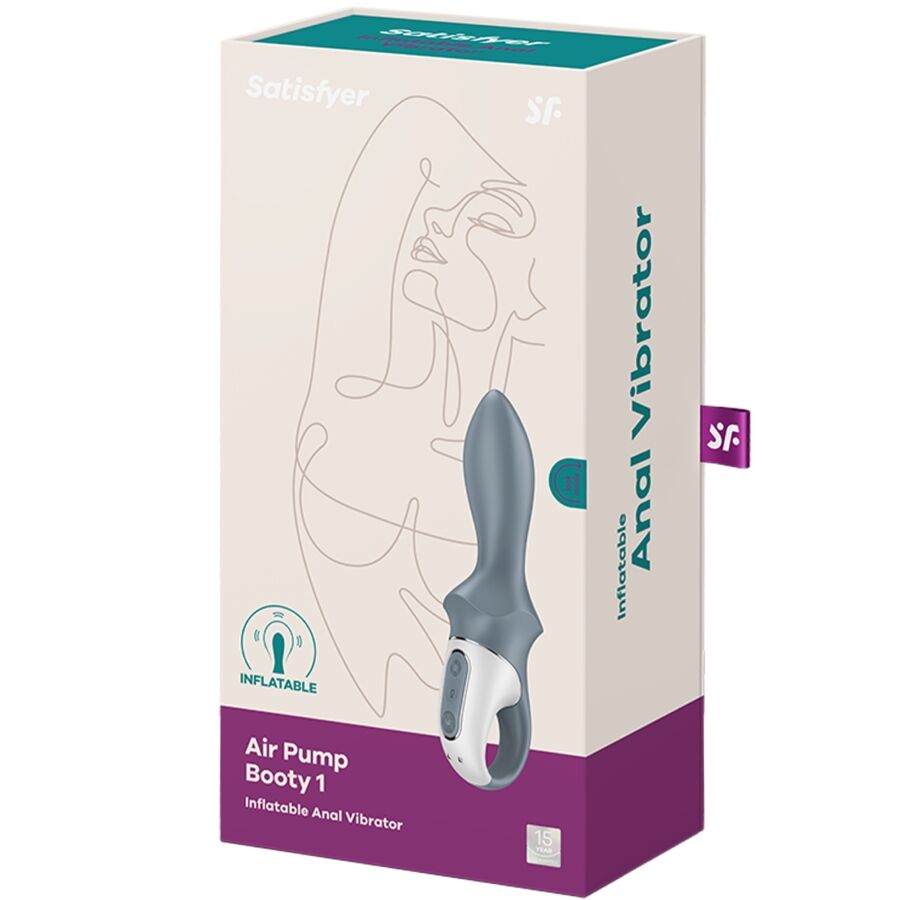SATISFYER - AIR PUMP BOOTY 1 VIBRATEUR GONFLABLE ANAL GRIS