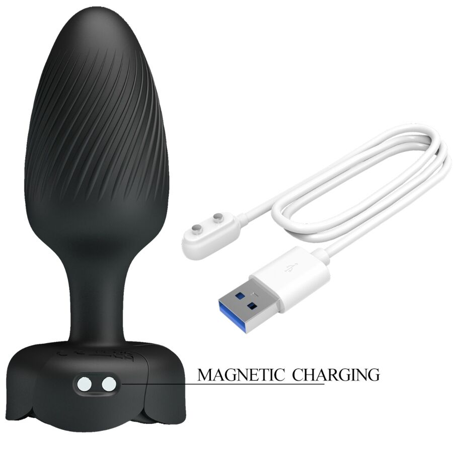PRETTY LOVE - OSBORN PLUG ANAL AVEC LUMIÈRE LED NOIR 9,8 CM