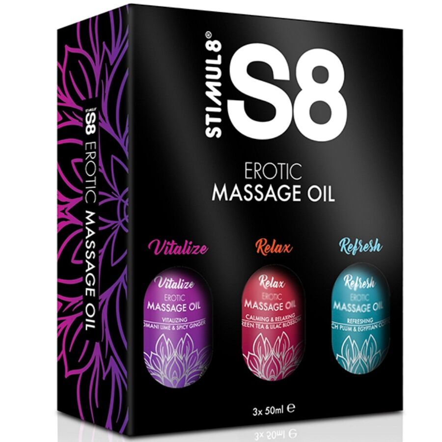 STIMUL8 - S8 HUILE DE MASSAGE COFFRET 3 X 50 ML