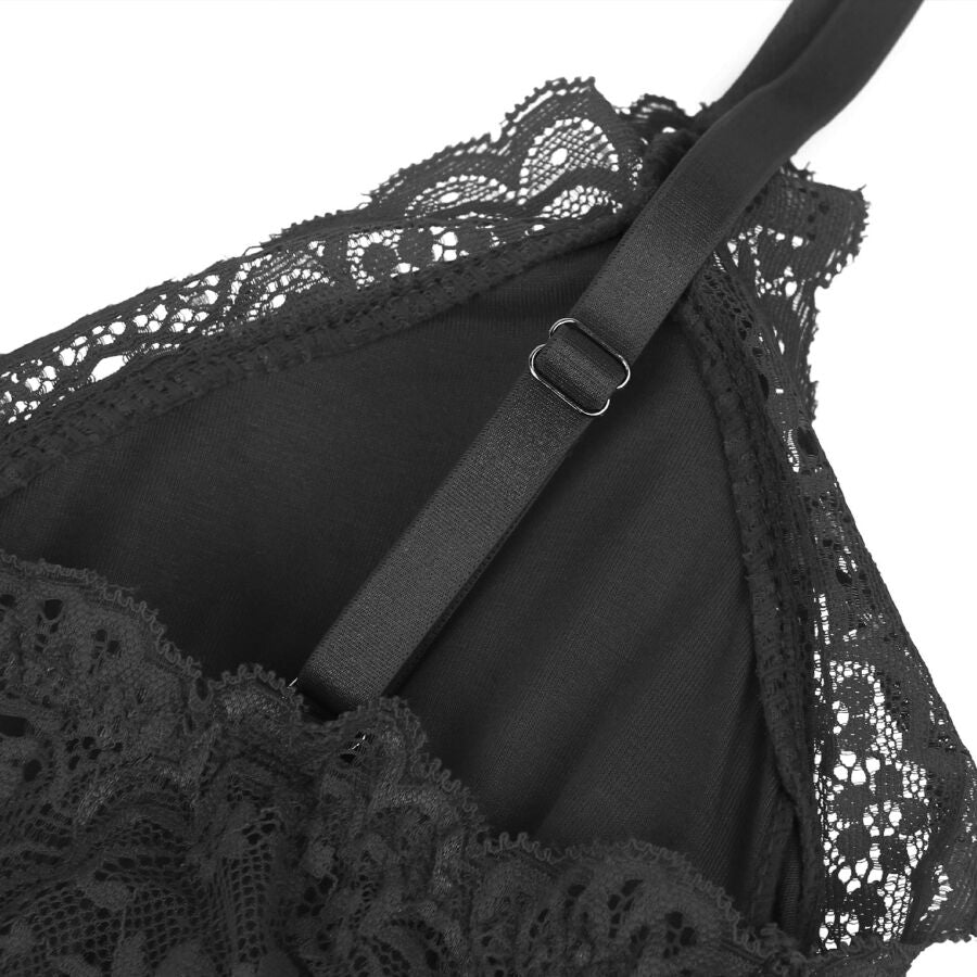 SUBBLIME - TEDDY DÉTAIL DENTELLE FLORALE NOIR