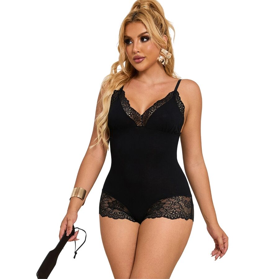SUBBLIME - TEDDY DÉTAIL DENTELLE FLORALE NOIR