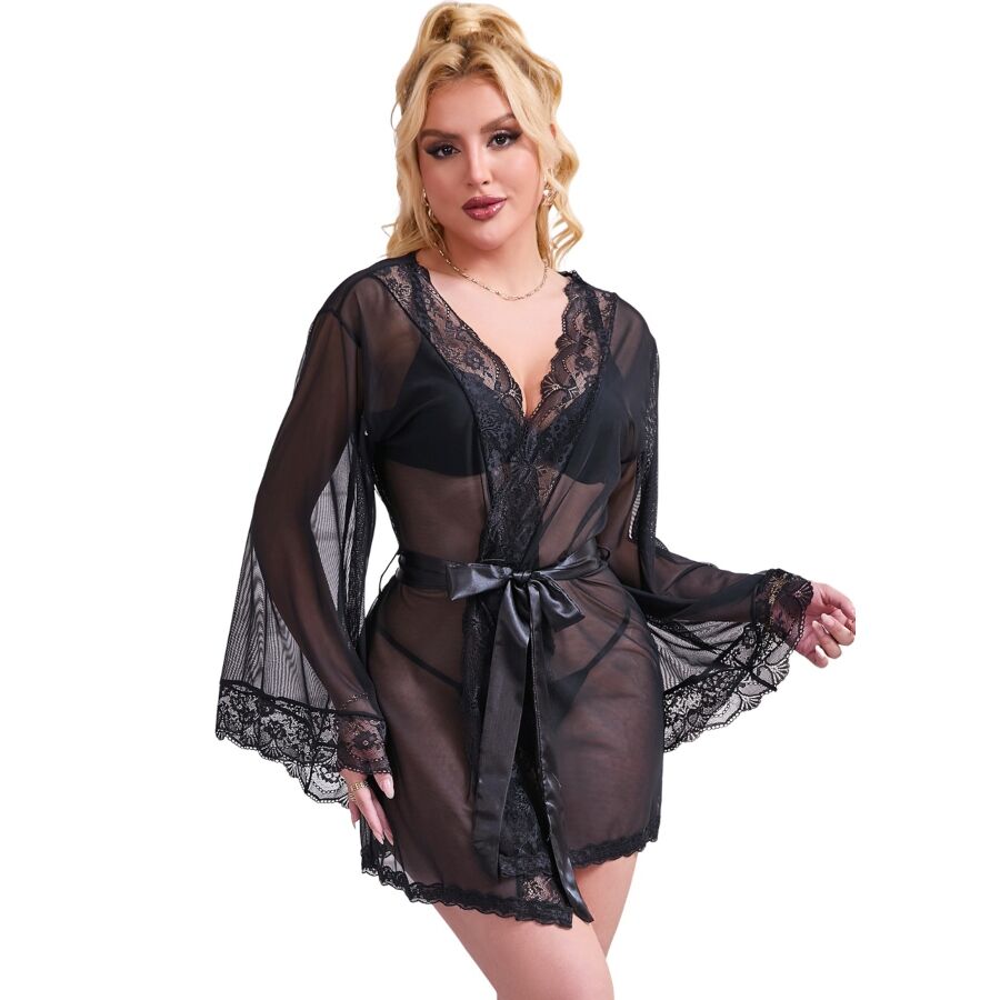 SUBBLIME - ROBE EN TISSU TRANSPARENT AVEC DÉTAIL DENTELLE NOIR