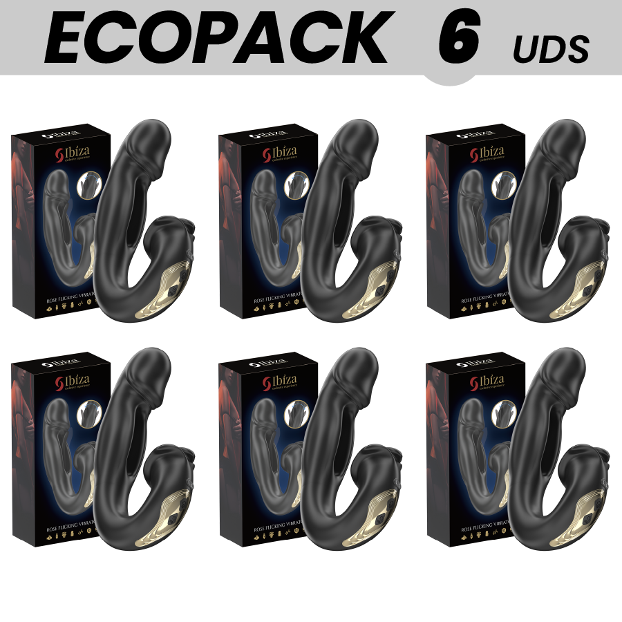 ECOPACKS 6 UNITÉS - VIBRATEUR IBIZA ROSE EFFET FLICKING ET STIMULATEUR DE CLITO